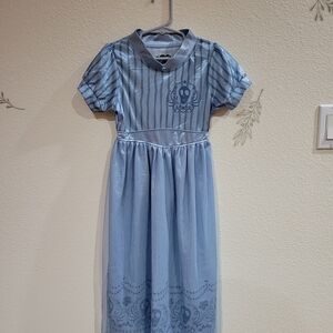 Beetlejuice Blue Striped Kids Dress With Skull Size S 6/6X
